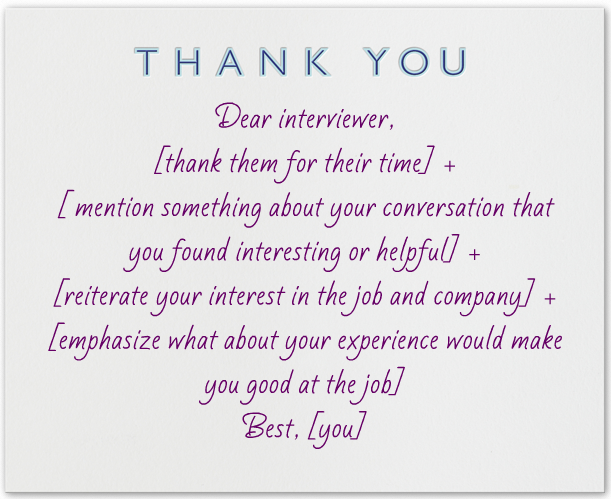 thank you note template for after an interview