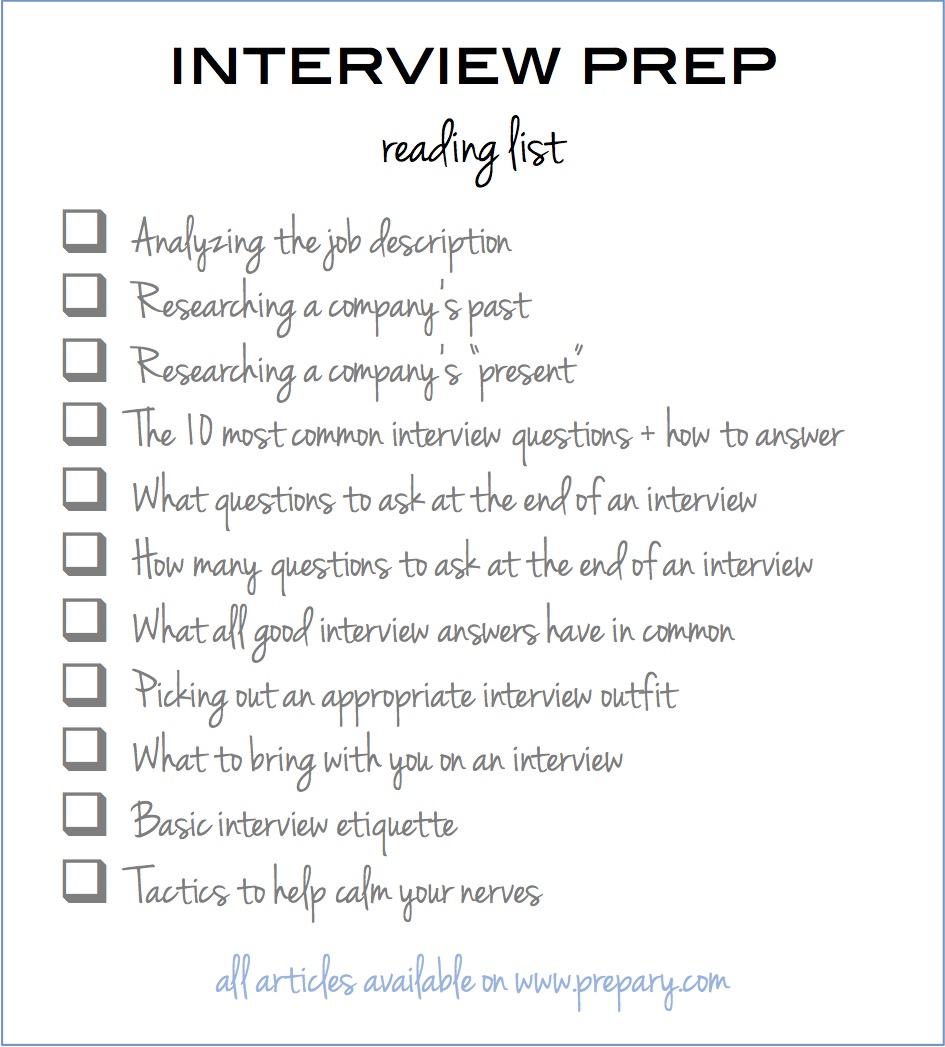 interview prep reading checklist