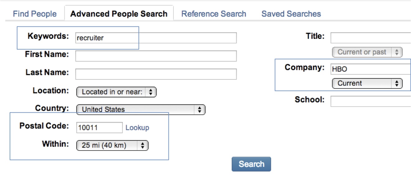 using linkedin advanced search