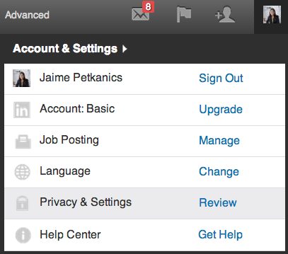 privacy settings - linkedin