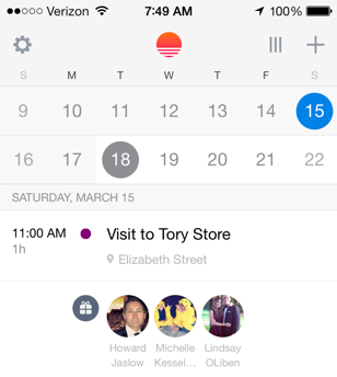 sunrise calendar app - birthdays