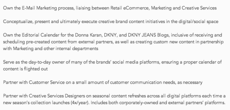 from a Donna Karan job posting