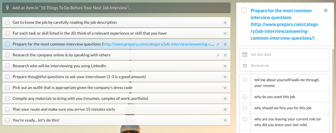 interview preparation checklist