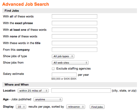 indeed job alert advanced search